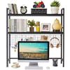 IBUYKE Libreria da scrivania per computer a 2 ripiani da 95 cm, multiuso, in legno, libreria per computer con ripiano regolabile, organizer da scrivania per ufficio, casa, dormitorio, nero, TMZ003B