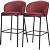 ML DESIGN modern living ML-Design Set di 2 Sgabelli da Bar Rosso con Rivestimento in Tessuto, Altezza 76 cm, Struttura in Metallo, con Schienale Arrotondato e Poggiapiedi, Sedia Alta Imbottita da Cucina, Sgabello da Isola