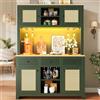 JCFEIDQW Armadio alto, buffet, mobile da cucina, vetrina, credenza con sistema di illuminazione, in rattan sintetico con protezione antiribaltamento, ripiani e cassetti regolabili, 120 x 40 x 180 cm