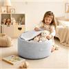 BOYIFEIJIE Pouf portaoggetti per peluches, rivestimento vuoto con cerniera, morbido organizer per giocattoli di peluche e coperte, comodo cuscino per la cameretta dei bambini (grigio chiaro)