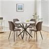 DEYARNA HOME Tavolo da Pranzo Moderno di Metà Secolo con 4 Sedie in Tessuto di Lino - Design Elegante con Gambe in Metallo Massiccio, Ideale per la Cucina e la Sala da Pranzo (Bianco/Nero+Nero)