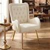 Hellove Poltrona e Poltroncina Salotto, Poltrone Moderne in Pelle - Sedia Poltrona e Sedia Trucco - Poltrona Camera da Letto con Piedini Oro - Poltroncina da Camera per Relax e Lettura, Beige