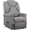POLTRONE ITALIA Poltrona Relax Alzapersona Zero Gravity 2 motori reclinazione indipendente schienale pediera Roller 4 ruote per spostamento utente anziani antimacchia Grigio