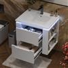 Merax Mobile da bagno sospeso 60 cm con illuminazione LED sensore radar, 2 cassetti soft-close, lavabo integrato in ceramica, bianco (Bianco, 61x46x48.5cm)