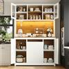 SACOOL Armadietti da cucina con ante in acrilico, 120 × 40 × 180 cm, colore bianco