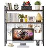 IBUYKE Libreria da scrivania per computer a 2 ripiani da 95,5 cm, multiuso, in legno, con ripiano regolabile, organizer da scrivania per ufficio, casa, dormitorio, marrone, TMZ003H