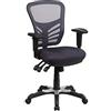 Flash Furniture Sedia da Ufficio Girevole, Multifunzione, con Schienale a Mezza Altezza, in Mesh, Ergonomica, con Braccioli Regolabili, Colore Grigio Scuro