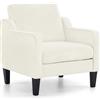 Bonnlo Poltrona Design in Tessuto Chenille, Poltrona Salotto con Gambe in Legno Massello, Poltrocina Camera da Letto per Ufficio e Soggiorno, 76 x 78 x 84cm (Bianco)