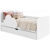 Happy Babies Lettino Wolke, 144 x 76 cm, bianco, set completo con materasso, cassetto e protezione anticaduta, letto junior (00)
