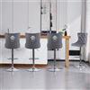 KHISCHMO Set di 4 Sgabelli da Bar in Velluto, Girevoli a 360° e Regolabili in Altezza, con Schienale Ergonomico, Poggiapiedi e Anello Decorativo Testa di Leone, per Isola Cucina e Home Bar, Grigio/Argento