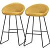 ML DESIGN modern living ML-Design Set di 2 Sgabelli da Bar Senape, Rivestimento in Tessuto, 75 cm, con Struttura in Metallo, Schienale Curvo, Poggiapiedi, Poltrone Ergonomiche da Bar, Sedie Alte da Cucina Bistrot o Bancone