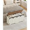 Hzuaneri Cassapanca con Vano Portaoggetti, Mobile Seduta con Cerniere di Sicurezza, Contenitore, 40 x 120 x 48 cm, per Corridoio, Camera da Letto, Soggiorno, Bianco Marrone SB12014X