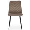 Cribel New Point Set 6 Sedie in Velluto Fango con Gambe Nere | Set 6 sedie New Point in velluto fango, 42 x 42 x 89 cm, con altezza seduta 49 cm, schienale chevron e gambe nere.