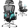 MELOKEA Sedia da Ufficio Ergonomica, Sedia Scrivania con Schienale Alto, Lombare Regolabile 8D, Braccioli 4D 270°, Profondità della Seduta, Blocco dell'Inclinazione a 4, Sedia Computer Gaming, EN12520