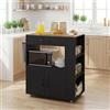 RELAX4LIFE Carrello da Cucina con Ruote, Isola con CASSETTO e 3 PORTASPECIE, Capienza RECORD: 105kg, Piano Lavoro 82x50cm, Armadio 2 Ante (Naturale+Nero)