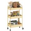 HOMCOM Carrello ausiliario con ruote a 3 livelli, carrello da cucina con 3 cestelli e 2 maniglie, per bagno, camera da letto, ufficio, 45x30,6x79 cm, giallo