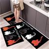 ANALTIRCE Set Di Tappeti Da Cucina 2 Pezzi Con Passatoia - Set Di Tappetini Da Cucina Lavabili Per Pavimento Zerbino Per Interni,Tappeti E Tappetini Da Cucina Antiscivolo Per Gatti Bianchi Per Cucina Lavanderia