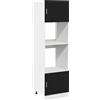 Roanoer Mobile da cucina nero effetto rovere, 60 x 57 x 207 cm, moderno mobile per microonde in legno con 3 ripiani, robusto armadietto da cucina e scaffale da cucina per stoviglie