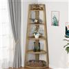 Tribesigns Mensola angolare alta 177,8 cm, moderna libreria angolare a 5 ripiani, stile industriale, per soggiorno, cucina, casa e ufficio (marrone chiaro)