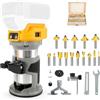 YWNYT Router per legno senza fili per DeWalt, batteria da 18 V, 20 V, 1100 W, 30000 giri/min, senza spazzole, router manuale con 6 velocità, display LCD, 15 punte per fresatura del legno da 1/4