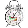Generico Sveglia da Comodino Analogica Vintage Stile Retro, Orologio da Tavolo a Carica Manuale, con Gallina e Ticchettio Lancette, Argento