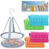 Yegookay 48 Mollette Per Bucato con Mollette Bucato Colorate Con Cestino E Porta Antivento Colorate Da Esterno Antisgancio In Plastica Senza Impronte Fili Stendibiancheria E Vestiti per Fili Vestiti Calze