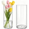 MELEJIA Set di 2 Vasi in Acrilico, Rotondo Vaso Trasparente, Vaso Indistruttibile Leggero, Vasi Trasparente Resistente per Fiori Freschi/Finti, Decorazione Interna/Esternea (10 x 25cm e 12 x 25cm)