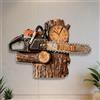 HCLRIU Orologio da Parete Personalizzato a Forma di Motosega, Decorazione per la Casa in Acrilico 2D, Nome Personalizzabile, Regalo di Compleanno Unico per Boscaioli