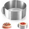Dexpally Anello per Torte Alto, 10cm Anello per Torte Regolabile con Viti, Acciaio Inossidabile Stampo Rotondo, Ø 15-30 cm con Scala, per La Facile Preparazione di Crema, Facile da Pulire