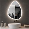 Shally Dogan Specchio Goccia da Parete con Led Dimmerabile a 3 Colori, Bianco Freddo, Caldo e Naturale, Accensione con Touch, Decorazione da Muro Design Moderno e Salvaspazio