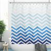 YISURE Tenda da doccia in tessuto lavabile per bagno e vasca da bagno | Tenda da bagno con sfumatura di colore blu a bianco, motivo chevron, larghezza 220 x altezza 220 cm