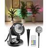 TobeBright 6W RGB LED Faretto piccolo con telecomando, IP65 resistente all'acqua, faretto LED per interni ed esterni con cambio di colore per piante, con base e asta, cavo da 1,78 m con spina, 6W