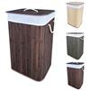 IlGruppone Cesto Porta Biancheria Pieghevole In Vero Bamboo 72 Litri di Capacità Con Manici In Corda Bucato e Coperchio Panni Sporchi Rettangolare in Tre Colorazioni- Marrone