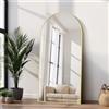 COFENY Specchio da Terra ad Arco, 180 x 86 cm Specchio da Parete Grande con Cornice in Alluminio, Specchio da Terra da Appoggiare o Appendere per Soggiorno, Camera da letto, Soggiorno, Ingresso, Oro