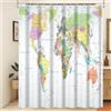 Xiaoterna Tenda da doccia con mappa del mondo Tenda da bagno colorata con mappa nautica dell'oceano Tenda da doccia bianca dell'oceano costiero Tessuto impermeabile lavabile in lavatrice 150x200cm