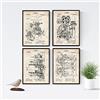 Nacnic Set 4 stampe artistiche di immagini con i brevetti di macchine da stampaggio, tipografia, stampa VINTAGE. Manifesti con invenzioni e vecchi brevetti. 250 Grammi di alta Qualità. .