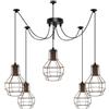 LEDSone Lampadario a forma di ragno industriale vintage in rame spazzolato a 5 luci con paralume in gabbia metallica a forma di polpo, in metallo, E27, per soggiorno, cucina, hotel, ristorante