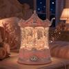 Xanqinluma Carillon rosa con carosello musicale con neve e cavalli rotanti, sfera musicale con neve e glitter, per ragazze, donne, bambini, mamma, nonna, regalo di compleanno di Natale (giostra rosa argento)