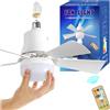 JIABAOZ Lampadina Ventilatore da Soffitto E27, Ventilatore Lampadina con Luce e Telecomando, Lampadario LED 30W Dimmerabile, Silenzioso per Camera da Letto e Soggiorno (Bianco)