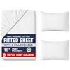 LANE LINEN Lenzuolo con angoli in 100% cotone biologico, per letto matrimoniale, set da 3 pezzi (1 lenzuolo con angoli, 2 federe), in morbido percalle, per letto matrimoniale, morbido, traspirante,