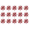 Rainway 15 Decorazioni per Albero di Natale, 9 cm Fiori Artificiali Rossi Glitterati, Decorazioni da Appendere per Albero di Natale