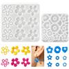 Leikedun Stampo in silicone per resina epossidica, 2 stampi a fiori per realizzare orecchini, gioielli, portachiavi, ciondoli con forme di fiore, cuore, stella e cerchio