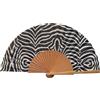 Tusitala Barcelona Ventaglio Spagnolo Zebra - Legno e Cotone -23 cm -Astuccio e Custodia in Cotone - Accessorio di Moda- Fatto a Mano in Spagna - Eventi e Regali - Collezione Alzar la Mirada