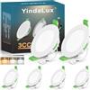 YindaLux Faretti Led da Incasso per Cartongesso, 8W 800LM IP44 Faretti LED Soffitto Dimmerabile, 2700K 4000K 6500K Regolabile Faretti da Incasso 230V Diametro Foro Ø75-90mm, Bianco, Set di 6