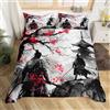 Homemissing Giapponese Samurai Copripiumone Morbido Ukiyoe Set Copripiumino 200x200cm per ragazzi Ragazze Adolescentes Ciliegia Fioritos Decorazione Copripiumini Giapponese Stile