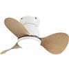 Dceinz 60cm Piccolo Lampadario Con Ventilatore Da Soffitto E Telecomando Ventilatori A Lampadario Reversibile Dimmerabile Silenzioso Plafoniera Con Ventilatore Per Bambini Camera Da Letto-White wood gra