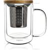 OGO LIVING - Tisaniere gustave 350ml - 7912004 - Ideale per tè, tisane, infusi e rooibos - tazza da tè in vetro e coperchio in legno di acacia