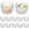 Yoodriy 12 Pezzi Portacandele in Vetro, Lumini Vetro 5x3.5cm Trasparenti, Stile Vintage per Aromaterapia e Fai da Te, Perfetti per Matrimonio, Feste, Casa, Campeggio Decorazione