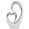 LCCCK Scultura a forma di cuore in ceramica bianca e argento, decorazione per camera da letto, centrotavola romantico per matrimoni, ideale come capanna d'amore, mensola, scrivania, tavolo d'ingresso