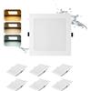 Grebeam 6 Pezzo Faretti LED da Incasso per Cartongesso 24W, 2200LM, IP44, Bianco Caldo 3000K/Bianco Neutro 4000K/Bianco Freddo 6000K Regolabili, Foro 185-210mm, Faretti LED Soffitto Quadrati per Bagno